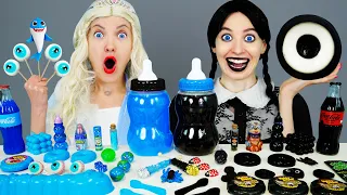 Blue Food vs Black Food Challenge with Wednesday 블루 블랙 푸드 챌린지 by Nerd Hands Mukbang