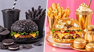 🍕🔥 BUDGET FOOD VS LUXURY FOOD! Creative Cooking Challenge | by 123 GO!