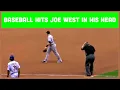 Stupid Joe West hit in head by best baseball game fan in history