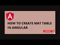 How to create mat-table in angular