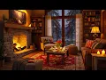 Download Lagu Warm Jazz Music with Crackling Fireplace in Cozy Cabin Ambience for Deep Relaxation