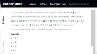 Mastering List Comprehensions in Python HackerRank Problem Solution