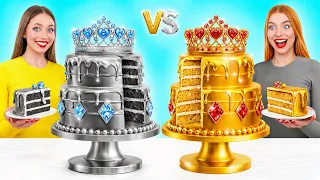 تحدي تزيين الكيك   الذهب مقابل الفضة                    دندنها