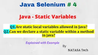 Java-Selenium 4 Java Static Variable NATASA Tech