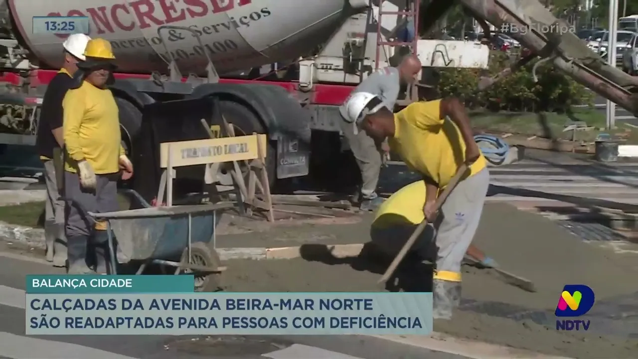 Calçadas da avenida Beira-Mar Norte são readaptadas para pessoas com deficiência