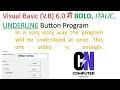 Visual Basic 6 0 use command Button check Box Bold Italic Underline Font Effect in V B 6 0