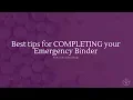 Best tips to complete your emergency binder