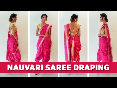 Download MP3 How to Wear a Nauvari Saree - Maharashtrian Saree Draping | Ganesh Puja Saree