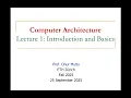 Computer Architecture - Lecture 1 Introduction and Basics Fall 2025