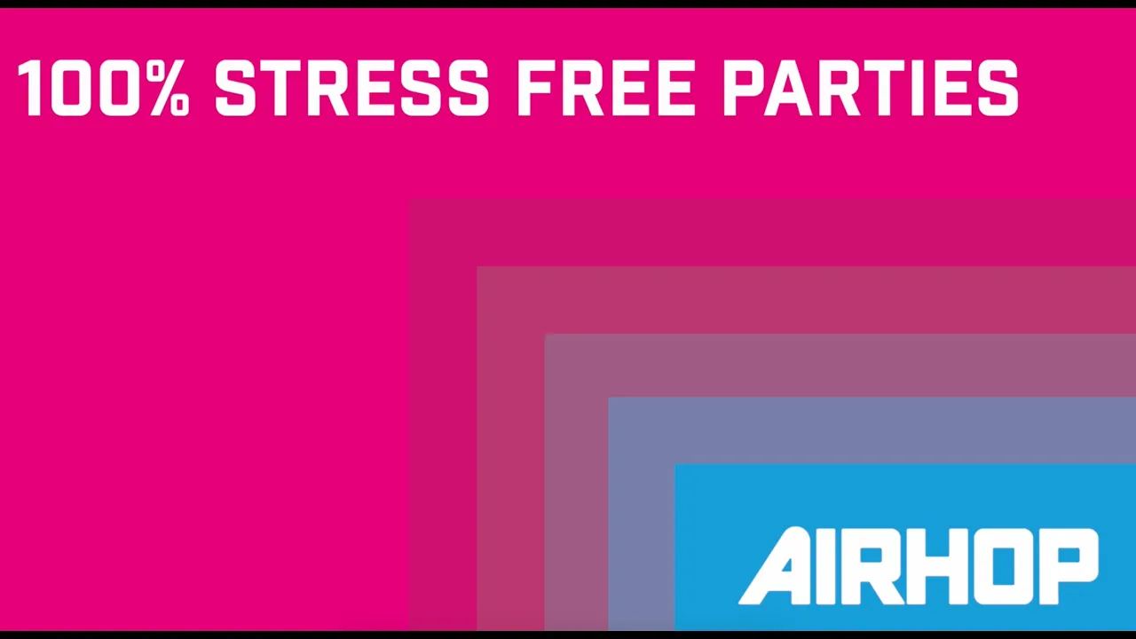 AirHop Adventure & Trampoline Parks — AIRHOP — 100% Fun, Zero Stress Birthday Parties (YouTube video ad)