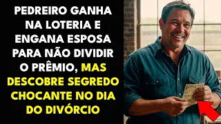 PEDREIRO GANHA NA LOTERIA E ENGANA ESPOSA PARA NÃO DIVIDIR O PRÊMIO, MAS DESCOBRE SEGREDO NO DIA...
