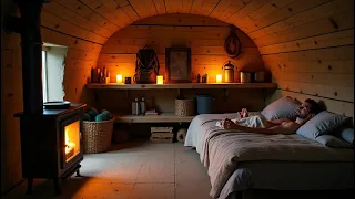 Build a warm and safe underground log cabin. Survival, Bushcraft