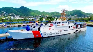 DJI INSPIRE Drone Tour, with US COAST GUARD Ship on Patrol!  Simpson Bay, SXM, St Martin, Caribbean