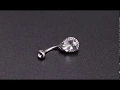 OUFER 14G Surgical Steer Belly Button Rings Tear Drop CZ Gem Navel Rings Belly Jewelry