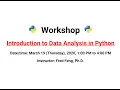 Introduction to Data Analysis in Python - Live Stream Workshop
