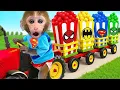 Download Lagu Monyet Bon Bon Imut makan camilan di peternakan bersama teman anjing dan membuat popcorn pelangi