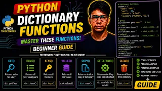 Learn Python Dictionary Functions get keys values items copy clear