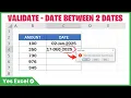Allow Only Dates Between - Excel Data Validation