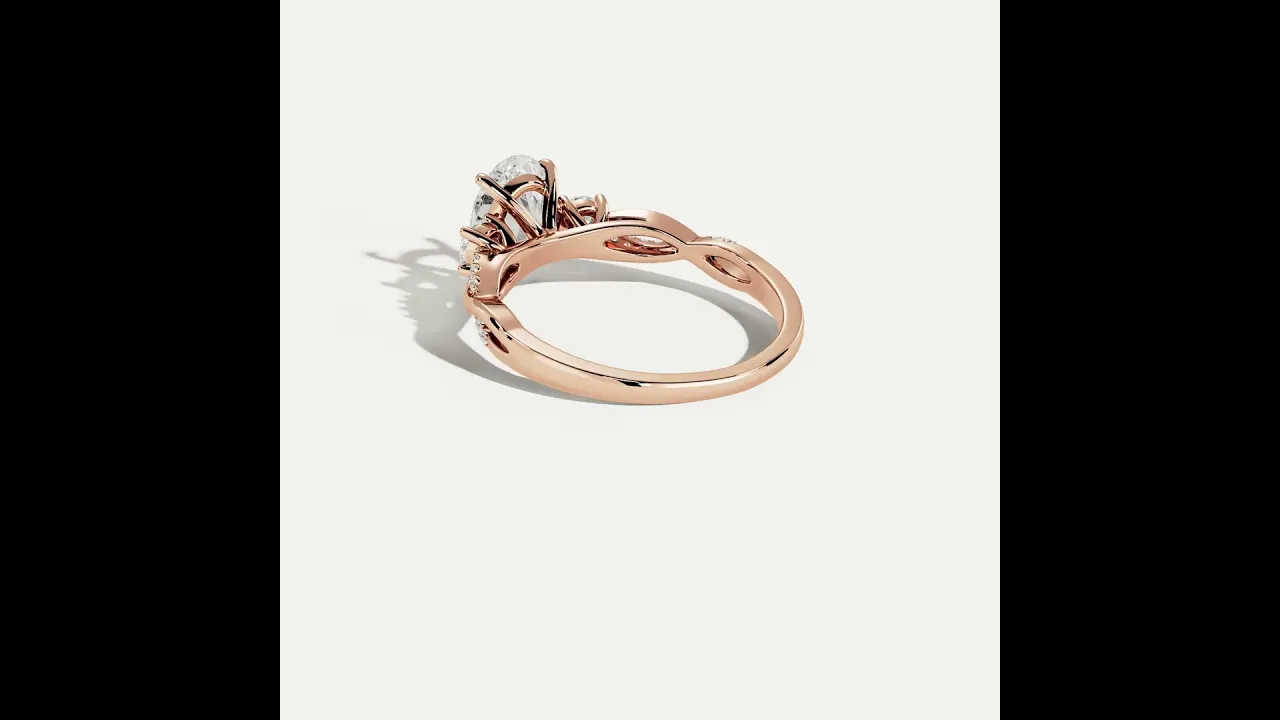 Eloise丨Oval Lab-Grown Diamond Twisted Engagement Ring with Side Accents