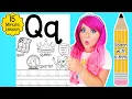 Letter Q Color Trace Worksheet Lesson and Tutorial Learn with Kimmi The Clown ABC Coloring Book