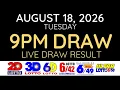 LIVE PCSO Lotto Result Today 9pm August 18 2026 - Ez2 Result and Swertres Result