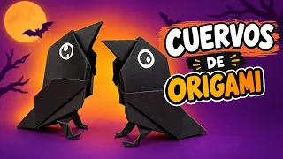 🐦⬛ Cómo hacer un CUERVO de papel para Halloween | Origami con 1 hoja de papel