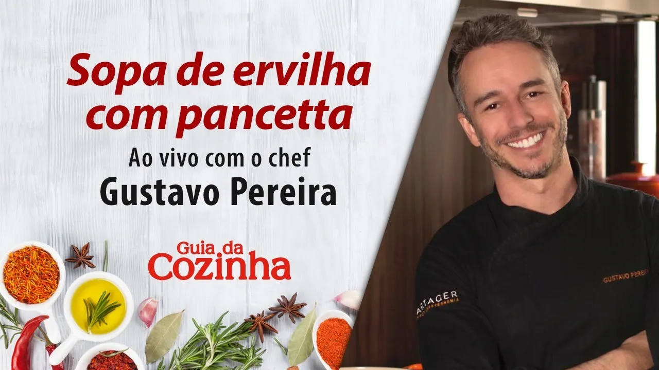 Sopa de ervilha com pancetta com o chef Gustavo Pereira
