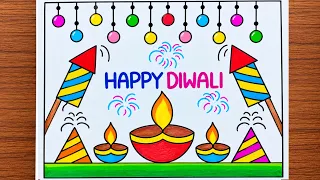 Diwali Drawing / Diwali Drawing Easy / Happy Diwali Drawing / Diwali Diya Drawing / Diwali Poster