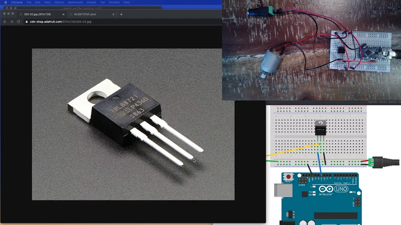Arduino and DC motor with a MOSFET
