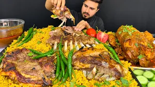 ASMR; EATING SPICY TANDOORI MUTTON BIRYANI SPICY WHOLE CHICKEN CURRY EXTRA GRAVY MUKBANG NO TALKING