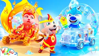 Fire Mom vs Water Mom Challenge 💧🔥🏆 Kids Songs & Nursery Rhymes | Happy Song