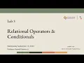COMP 1121 Lab 3 Relational Operators Conditionals