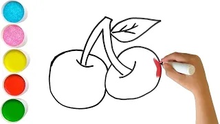 Draw a Picture of a Cherry   Menggambar Gambar Ceri for kids   아이들을 위한 체리 그리기   Pony C