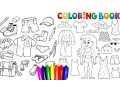 Coloring Pages Of Beautiful Summer Dresses and Boys Clothes Back to School for children