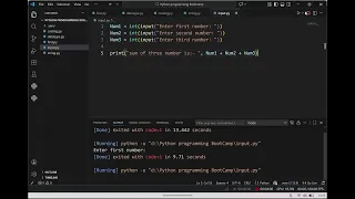 Input data from user in python programming Python Programming boot-camp Module-2 class-3