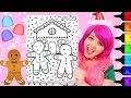 Coloring Gingerbread Girl Boy Christmas House Coloring Page Prismacolor Markers KiMMi THE CLOWN