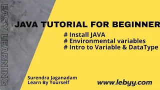 Java Tutorial for Beginners Install JDK JAVA - HOME Eclipse Java VARIABLES and DATA TYPES Part1