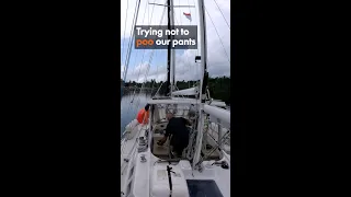 Trying NOT TO POO OUR PANTS!   #sailingaroundtheworld #danger #shorts