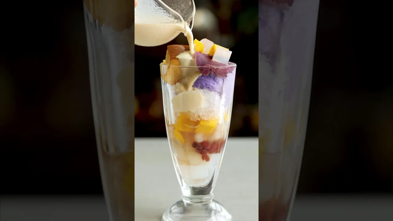 Halo-halo means mix-mix in Tagalog, and thats the best way to eat it, too.
