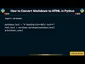 How to Convert Markdown to HTML in Python
