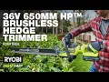 RYOBI 36V 650mm HP Brushless Hedge Trimmer R36HTRBL in action