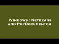 Windows Netbeans and PhpDocumentor