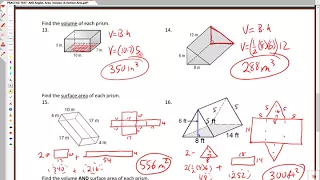 PRACTICE TEST 11 - Angles Area Volume and Surface Area