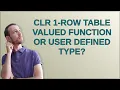 Dba CLR 1-row table valued function or user defined type