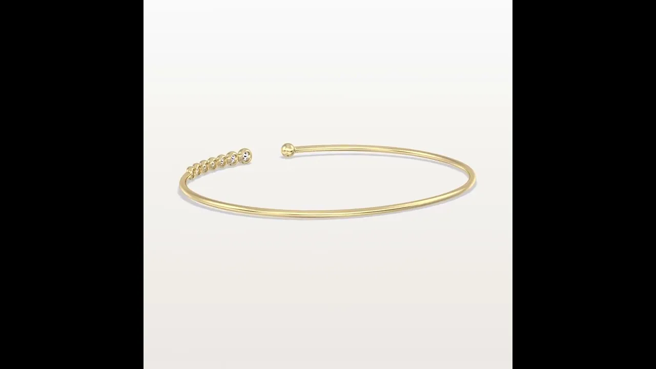 Graduated Lab-Grown Diamond Open Cuff Bangle in 14K Gold/Platinum