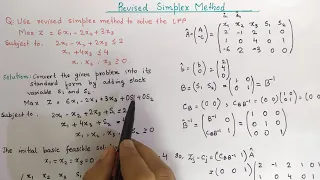 Revised Simplex Method Standard Form 1 Linear Programming Problem Operation Research