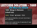 LeetCode Problem 1669 Merge In Between Linked Lists
