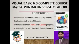 Visual Basic Lecture 3 Intro to Event Driven Programming Events Event Handlers and Properties