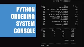 Ordering System Using Python Free Source Code