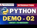 Python Demo 02 Python Introduction Python Programming Easy to Learn in Harsha Trainings